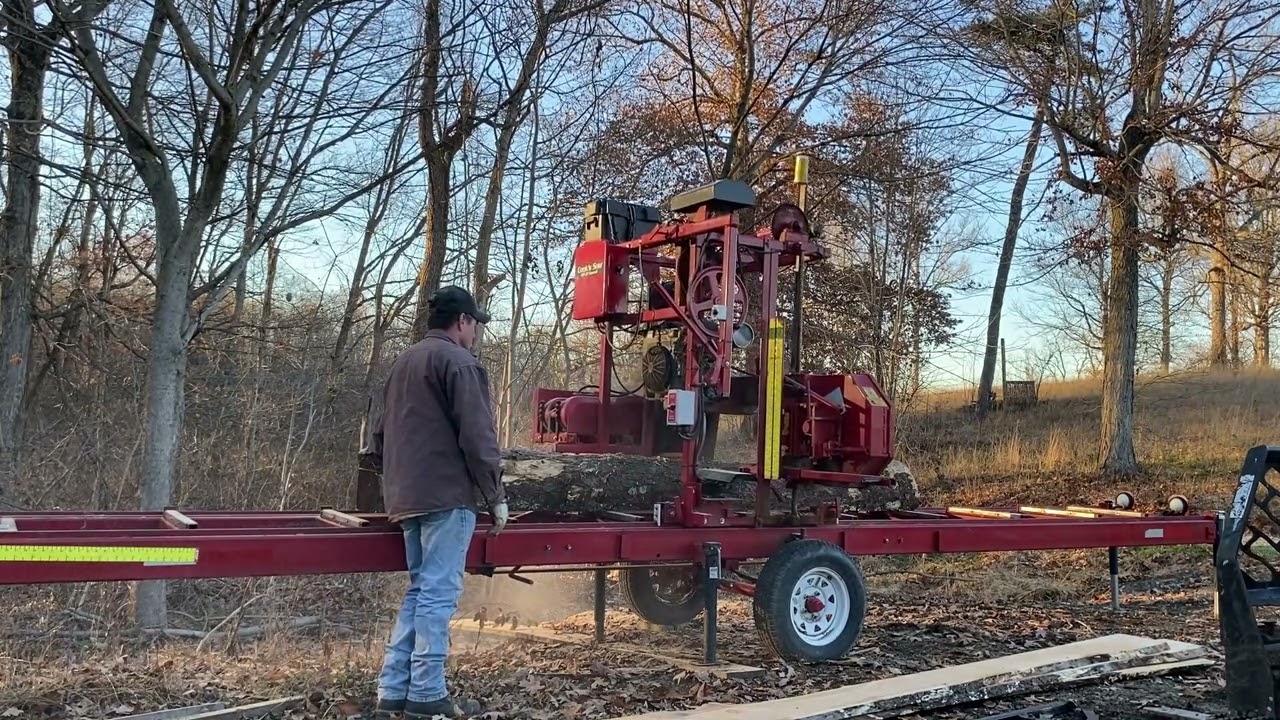 Sawing some Black Cherry on Cooks MP32 Portable sawmill.