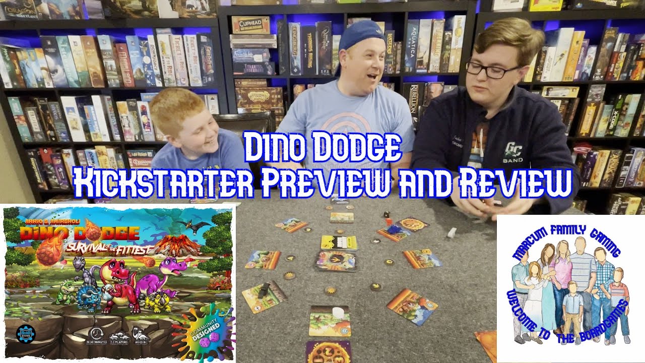 Dino Dodge - Kickstarter Preview & Review - 3-player Gameplay