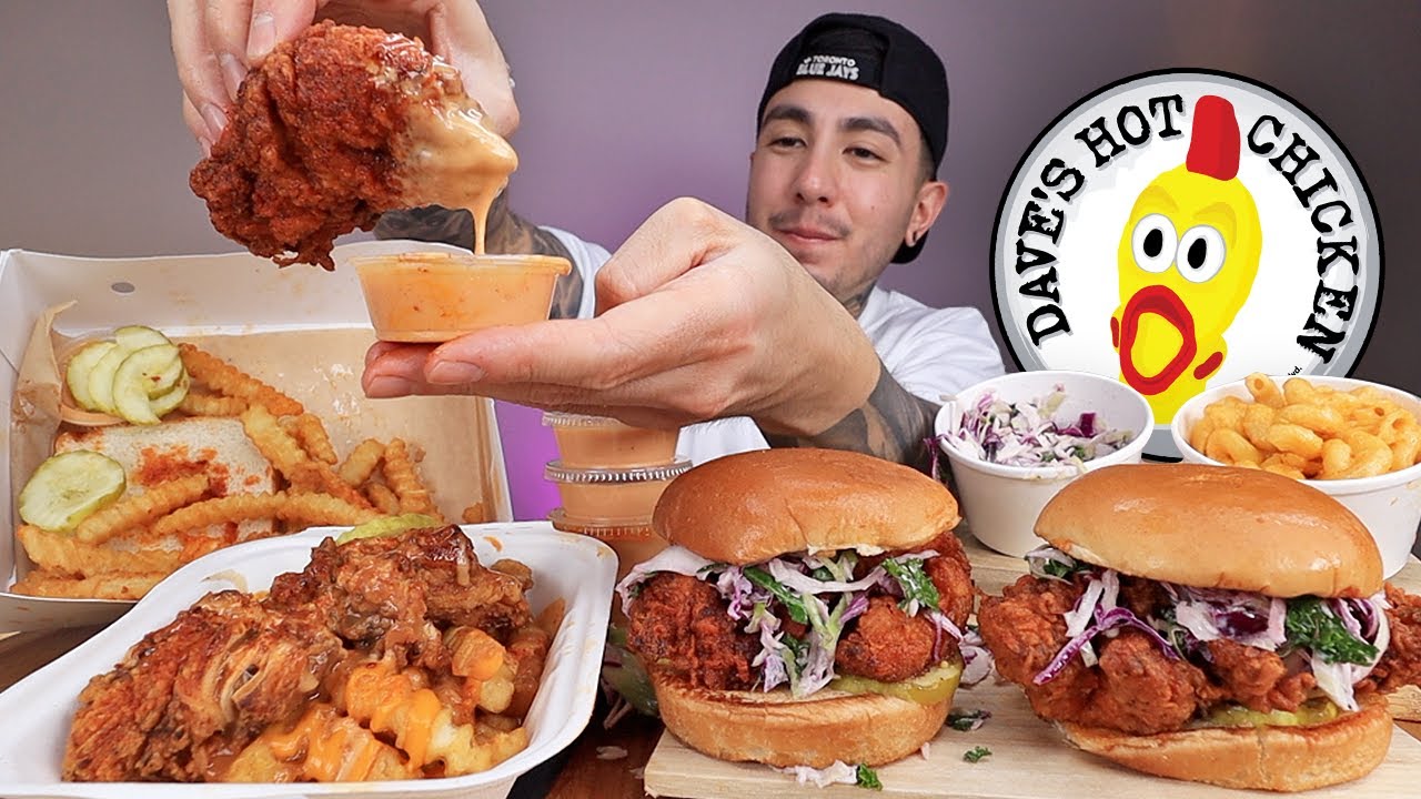 MUKBANG EATING Острый куриный путин от Дэйва, острые куриные слайдеры из Нэшвилла, куриные нежные...