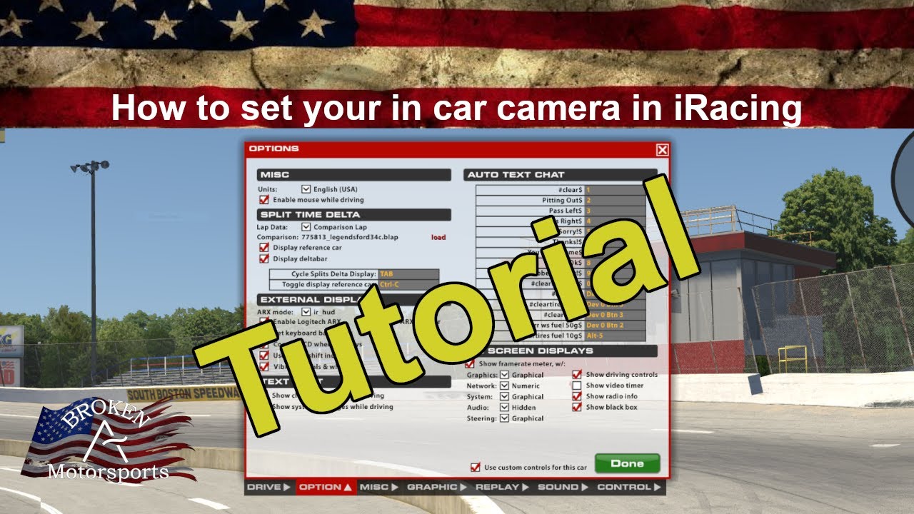 How to set your in car camera in iRacing