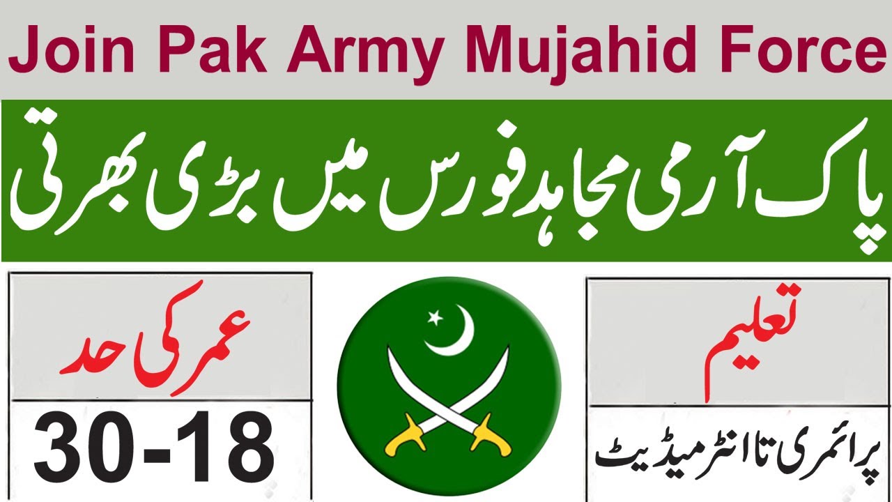 Join Pakistan Army Mujahid Force Jobs 2020 | Pak Army as Soldiers & Constable Clerk Jobs 2020