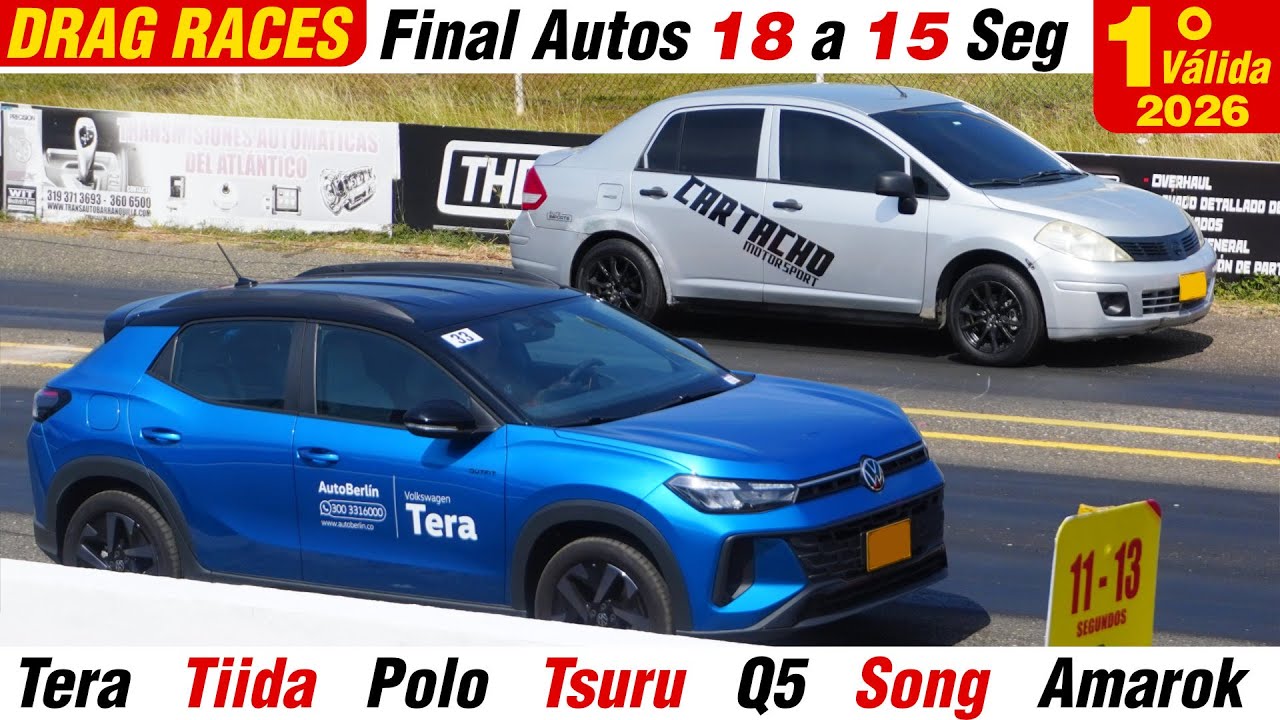 DRAG RACES 🔥 Finales AUTOS de 18 a 15 segundos, 1° Válida de Piques 1/4 de Milla Barranquilla 2026