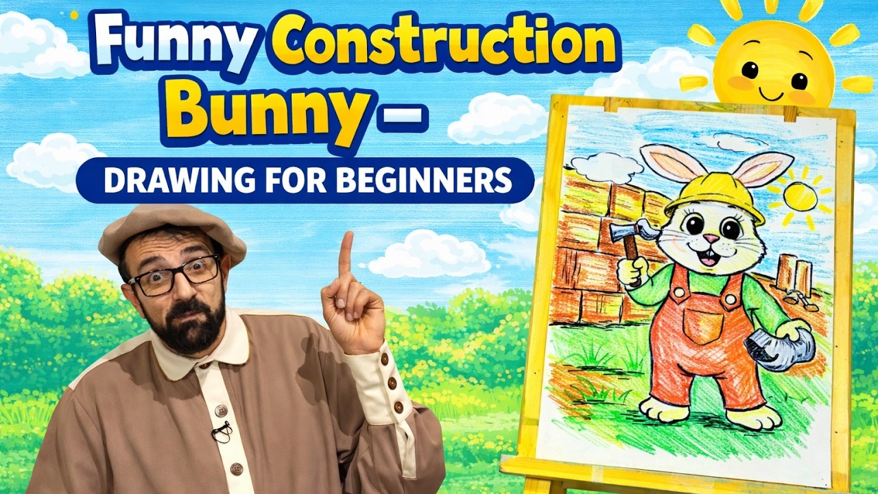 Funny Construction Bunny – Drawing for Beginners 🐰👷‍♂️ #Multiknik N2