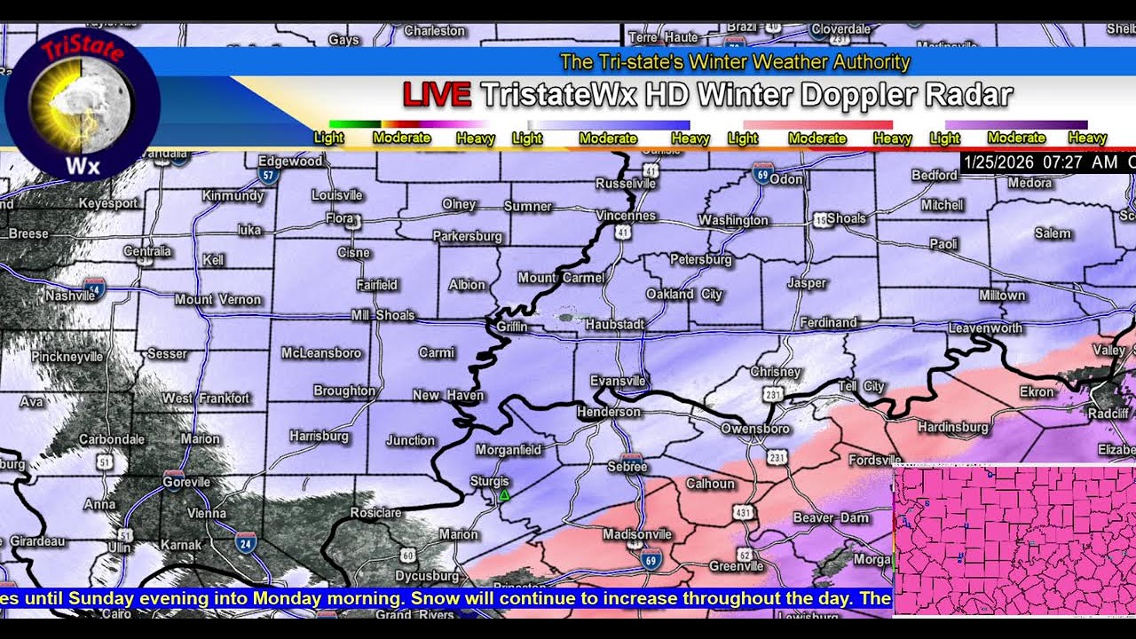 1/24/26 (No audio) LIVE HD Winter Weather Doppler Radar Stream #tristatewx #inwx #ilwx #kywx