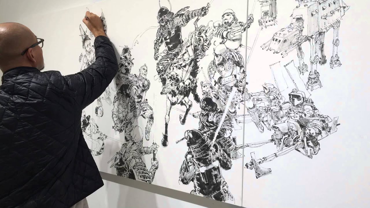 Kim Jung Gi Japanese Star Wars Mashup Live Paining at Art Whino  Time Lapse