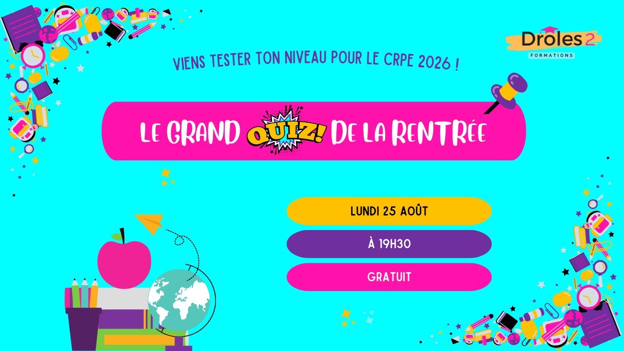CRPE 2026 - GRAND QUIZ DE LA RENTRÉE