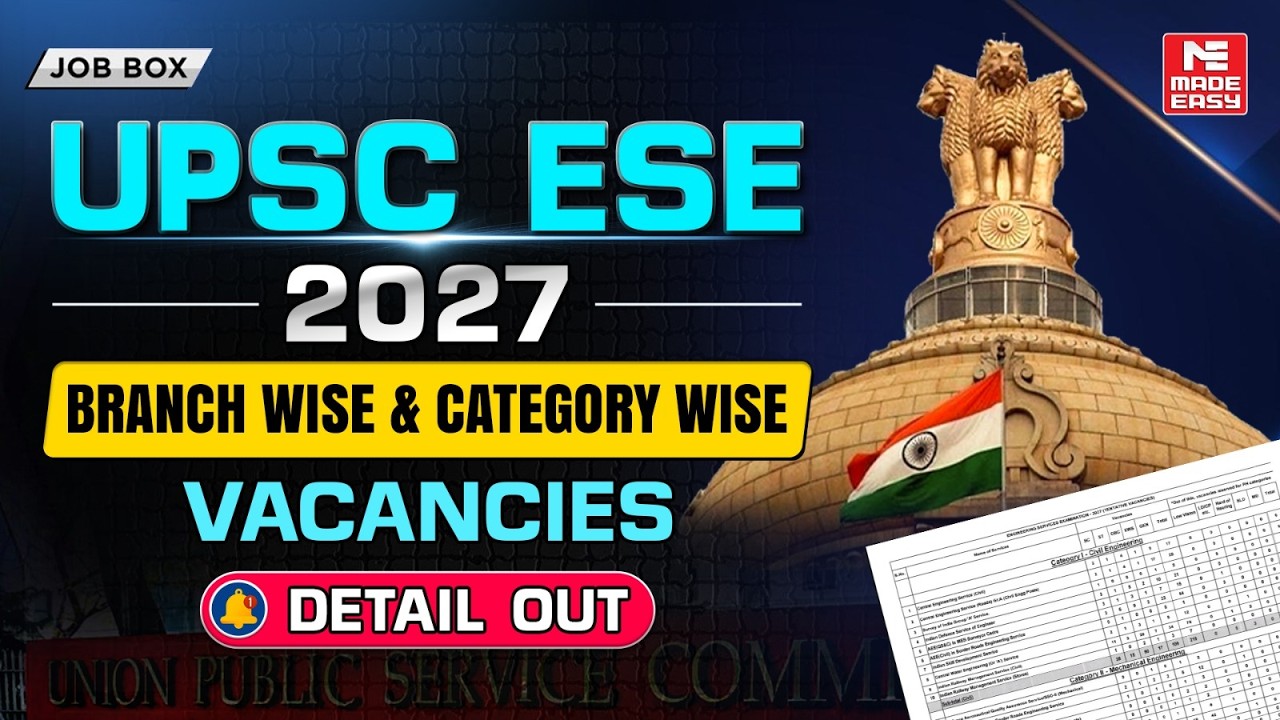 UPSC ESE 2027 Vacancy OUT | Branch-Wise & Category-Wise Complete Details!