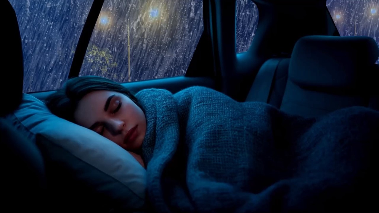 Rain Sounds Inside Car at Midnight 🌧️ 10 Hours Deep Sleep