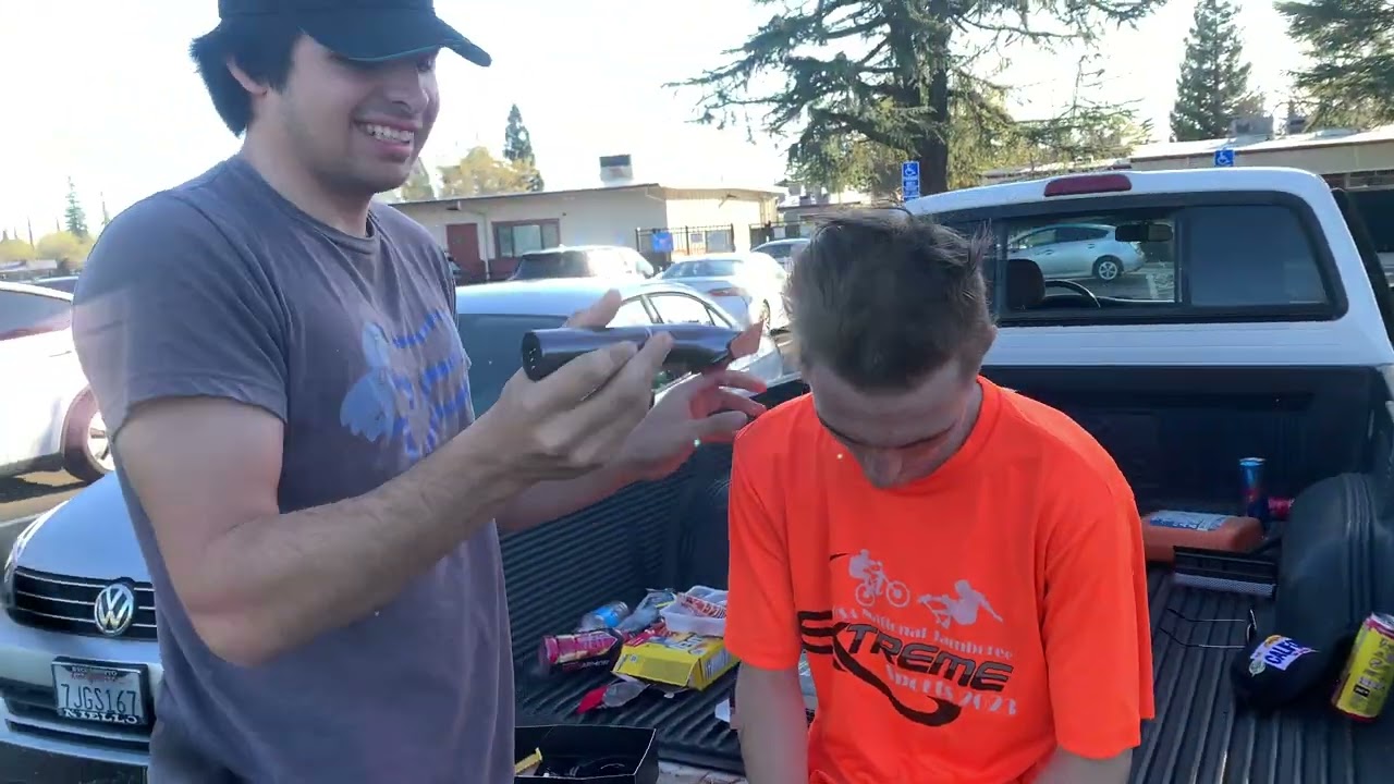 Shaving friends head