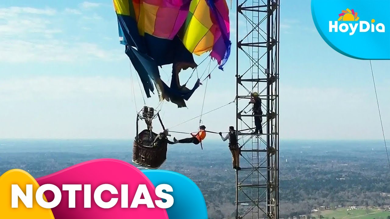 En Texas un globo aerostático chocó con una torre de radio y dejó a una pareja atrapada 