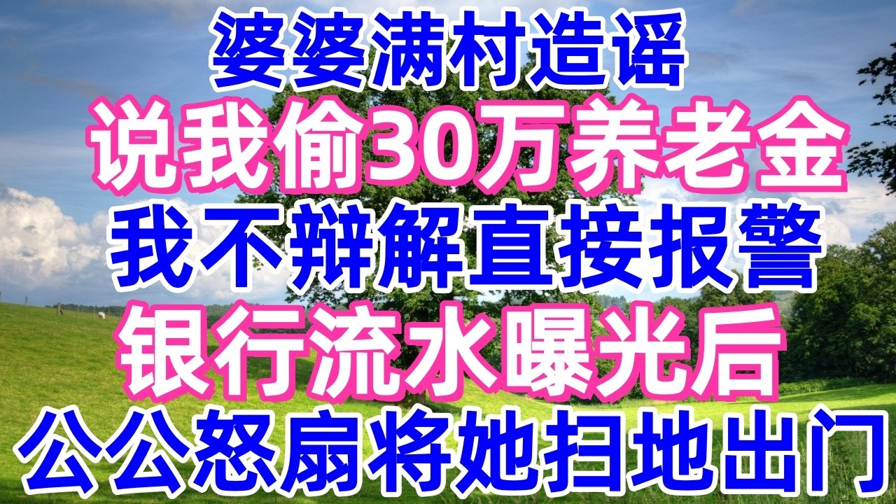 婆婆滿村造謠，說我偷30萬養老金，我不辯解直接報警，銀行流水曝光後，公公怒扇將她掃地出門！
