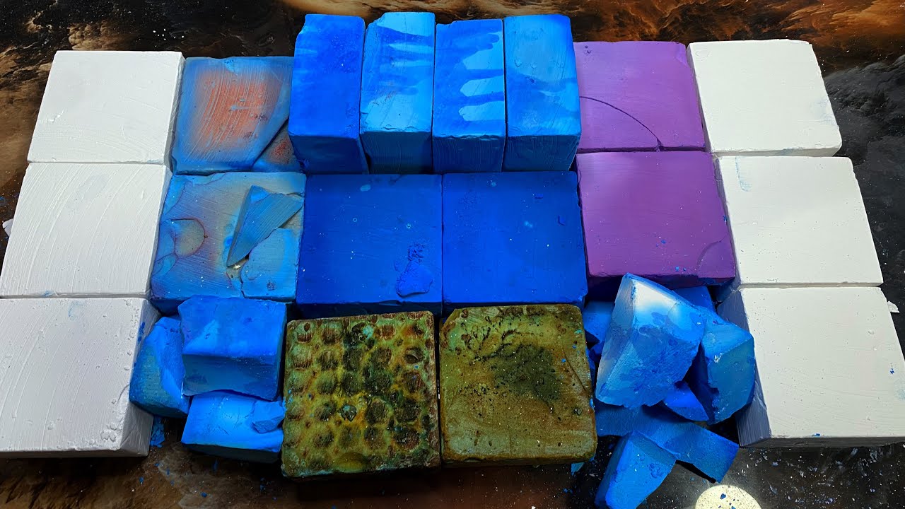 Buttery Soft C1 Dyed Blue,Pink and Fresh Gym Chalk Blocks ASMR 💕🌱🦋| 2 in 1 Crush + SPED UP
