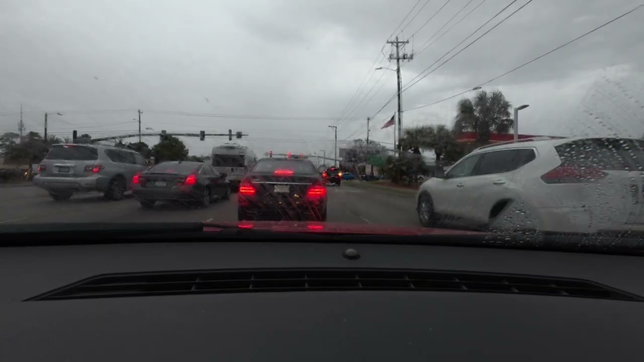 Relaxing, Peaceful, Quiet Rainy Driving Through a Storm From Charleston to Walterboro