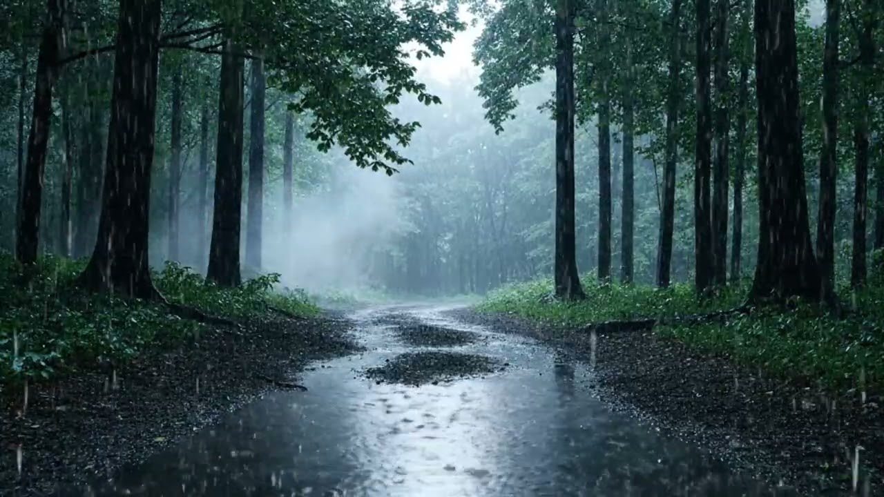 Night Forest Rain Ambience 🌧️ Relaxing Rain Sounds for Sleep & Stress Relief | 4K ASMR