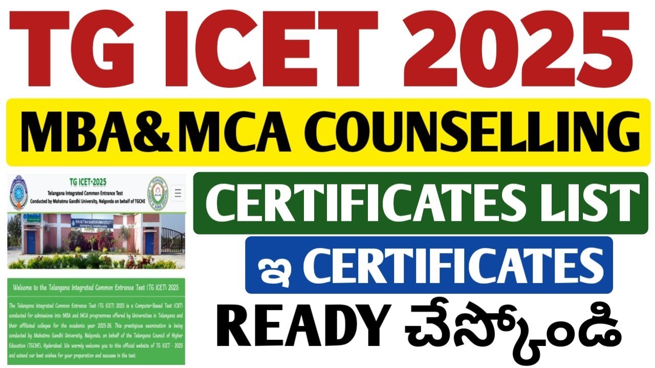 TG ICET Counselling Certificates List