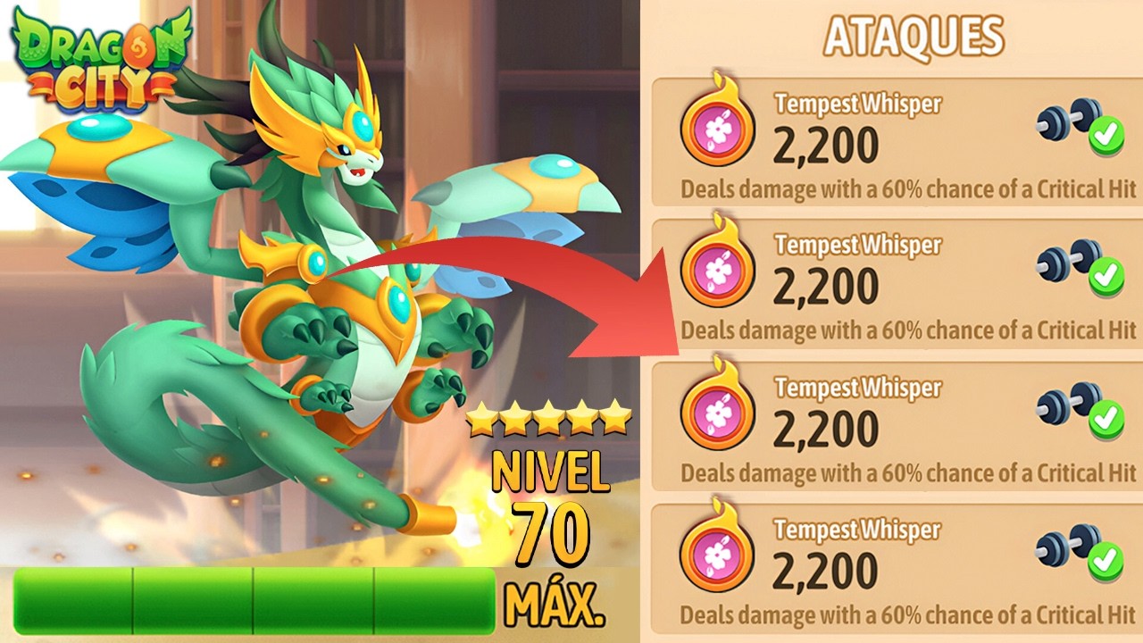 PROBAMOS AL DRAGON WHISPERGLIDER NIVEL 70 - DRAGON CITY