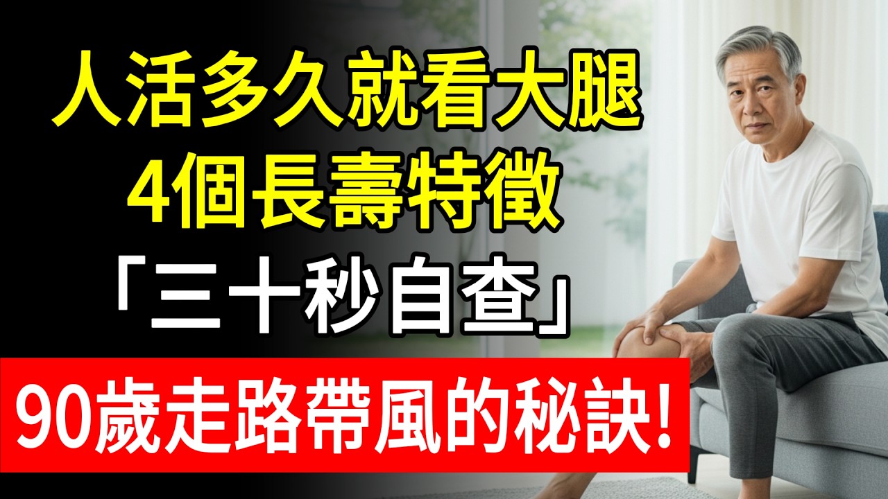 人活多久就看大腿，4個長壽特徵，三十秒自查，90歲走路帶風的秘訣！