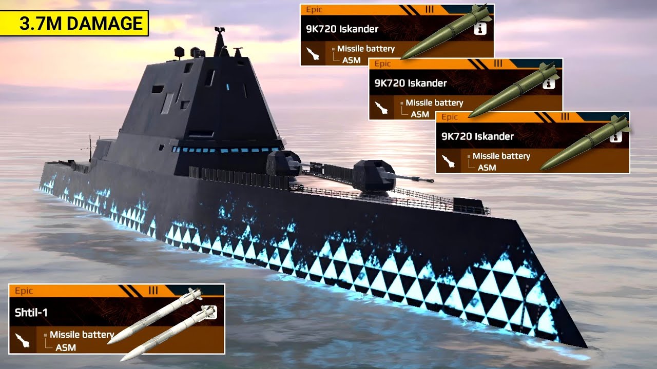 Zumwalt With 9K720 Iskander And Shtil-1 in Action Modern Warships 