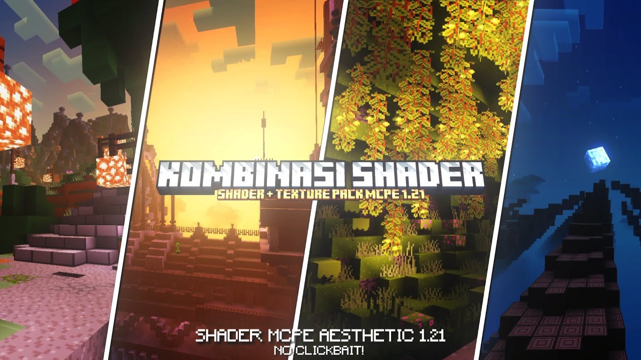 KOMBINASI SHADER DAN TEXTURE MCPE 1.21 || NEWB SHADERS || NEWB X UNWIND V2 + BARE BONES || MCPE 1.21