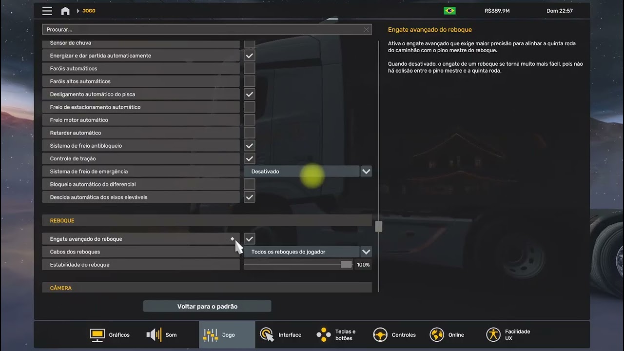 Configurando op&ccedil;&otilde;es do Vtlog no jogo