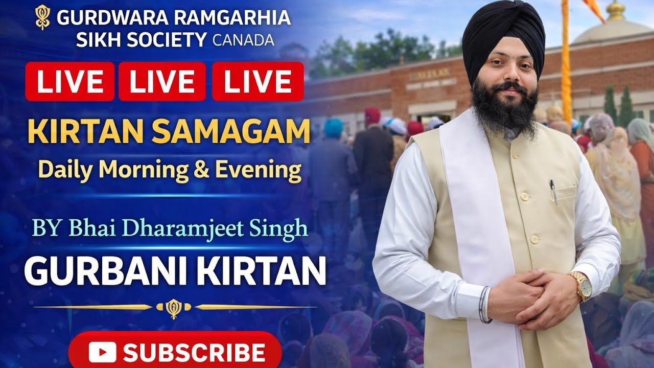 E diwan 7 march bhai dharamjeet singh gurbani kirtan is live Gurdwara Ramgarhia sikh society Toronto
