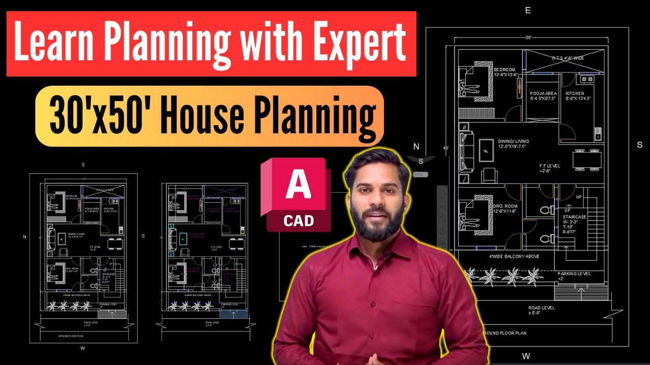 Complete House Planning in AutoCAD | 30'x50' | Learn Planning with Expert