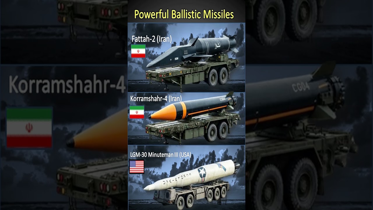 Powerful Ballistic Missiles Comparison 🚀 Fattah-2 vs Khorramshahr-4 vs LGM-30 Minuteman III | Iran