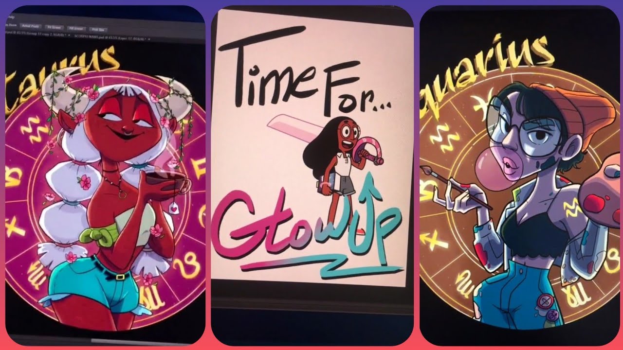 Audity Draws (Zodiac Signs and Cartoon Glow ups) | TikTok Art Compilation #4 from @auditydraws