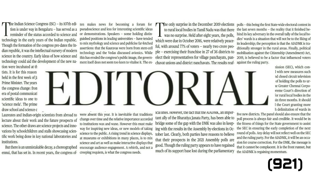 # 10 | 110 wpm | The Hindu Editorial Dictation | 921 words