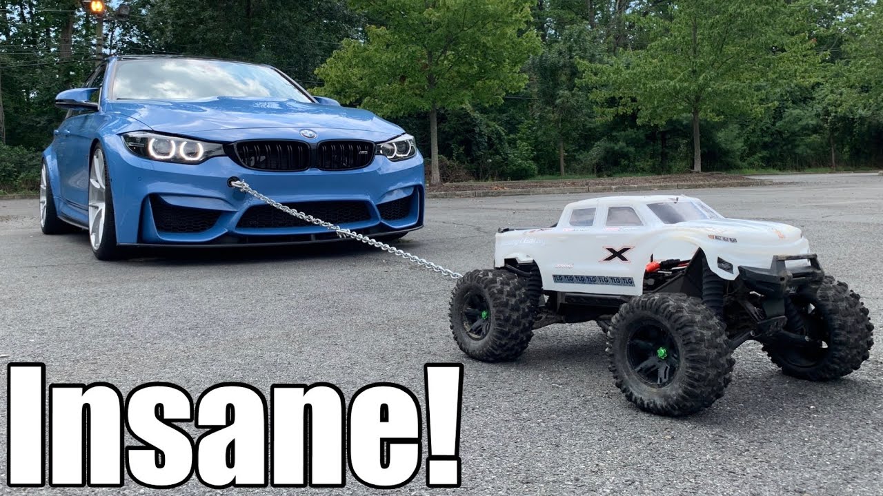 BMW M3 vs Traxxas XMaxx tow and acceleration battle