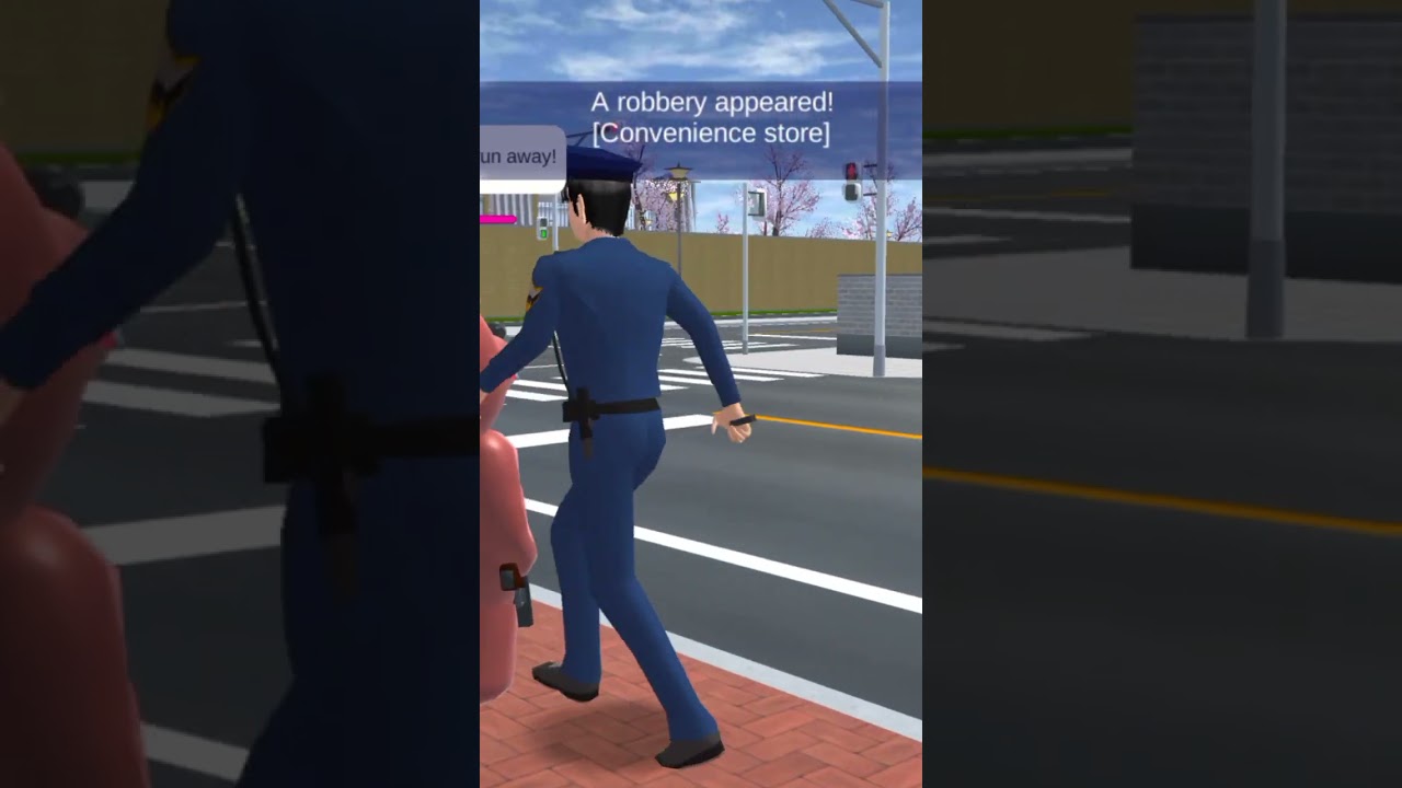 Police officer is fighting with robbers #sakuraschoolsimulator #policecar #robbery #robber #shorts