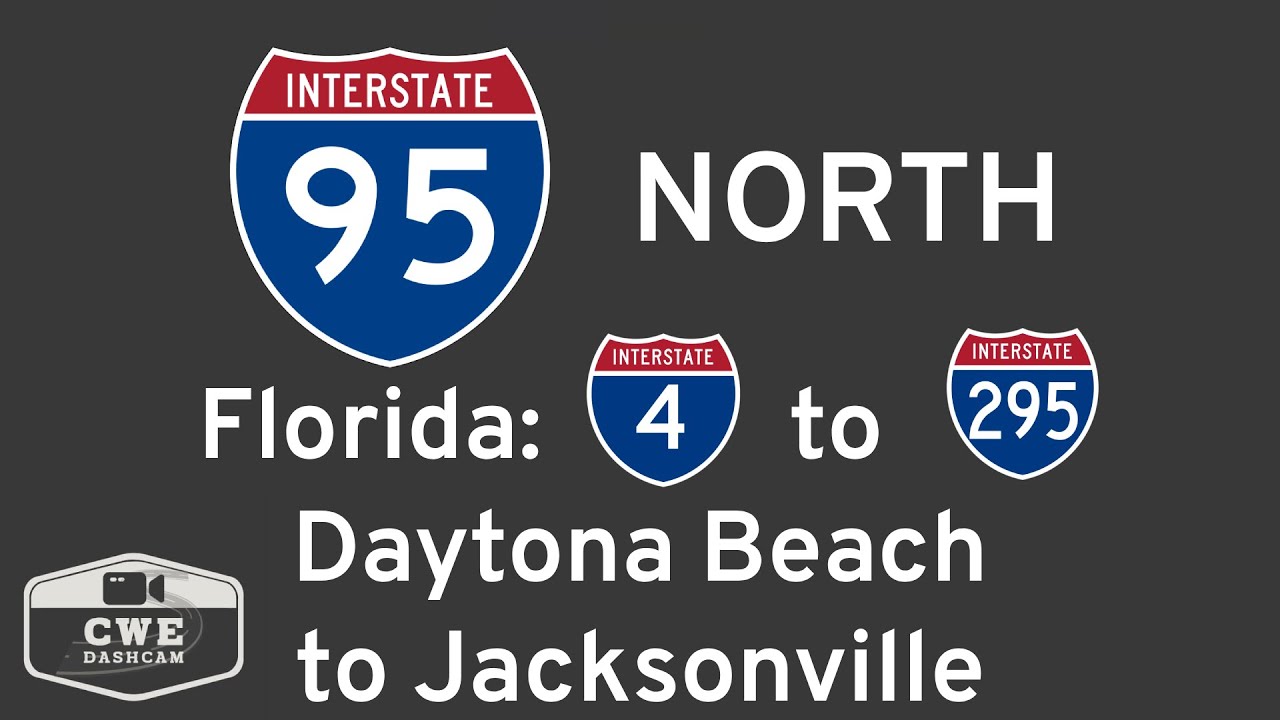 Driving I-95 North in Florida: I-4 in Daytona Beach to I-295 beltway in Jacksonville in real time