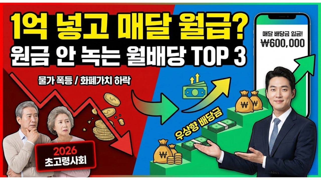 2026 초고령사회 생존법: 1억으로 매달 60만 원 받는 월배당 ETF 포트폴리오 (SCHD·커버드콜·리츠)