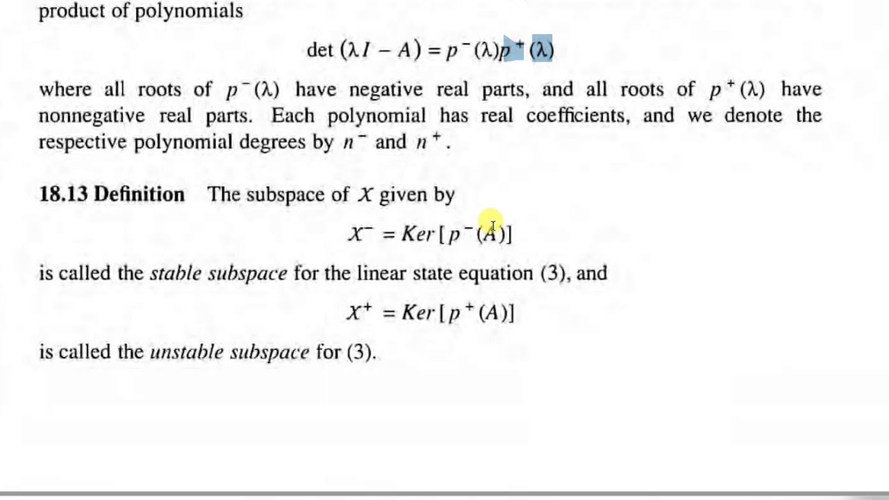 Control Theory (Stable and Unstable subspace)