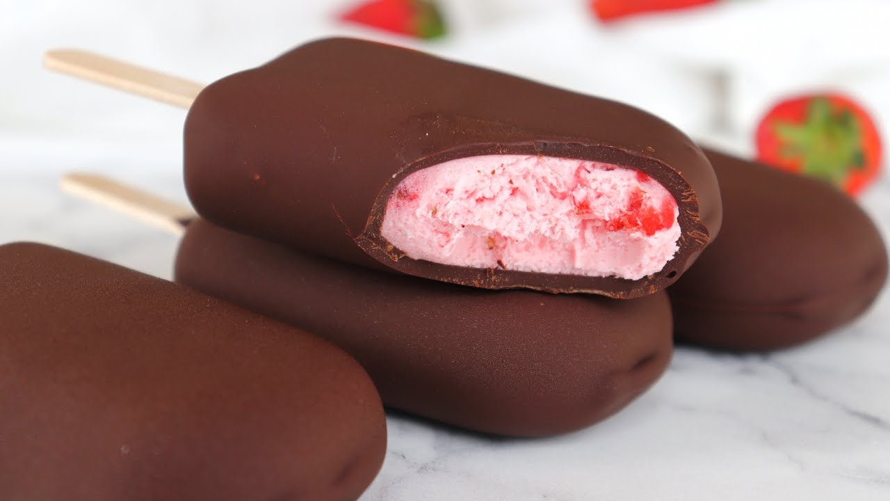 Dark Chocolate-Strawberry Ice Cream Recipe (Only 4 Ingredients) | Top Tasty Recipes