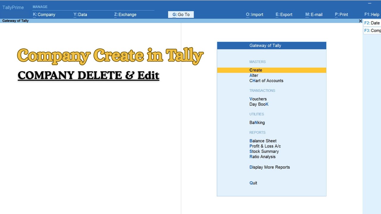 How to Create Company in Tally Prime 