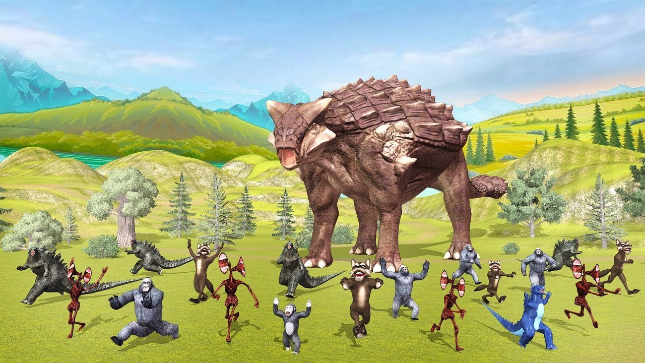 Evolution of Giant ANKYLOSAURUS vs TEAM  GORILLA WOLFS SIRENHEAD and  GODZILLA Jurassic world