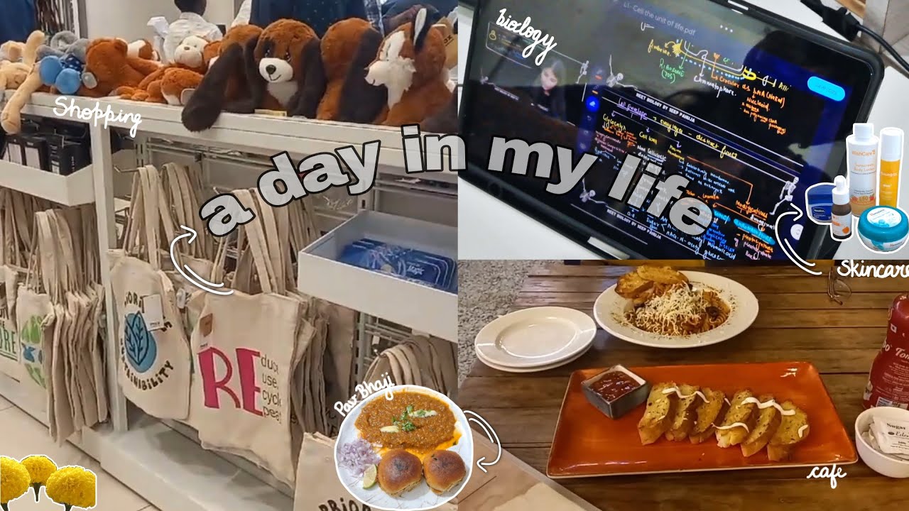 a day in my life🥤🥘 | cafe, biology, skincare, pavbhaji, shopping | elevate vigor