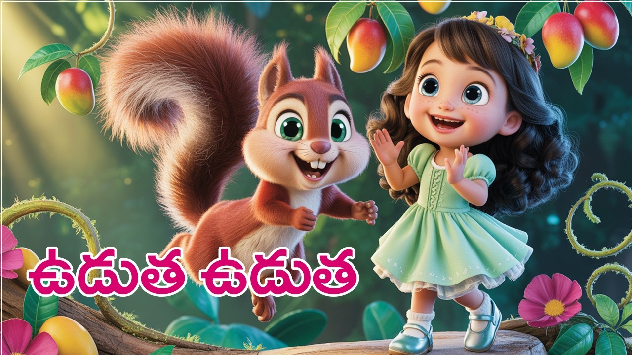 ఉడుత ఉడుత 🐿️ | Telugu Rhymes for Kids | Fun Animal Song for Children