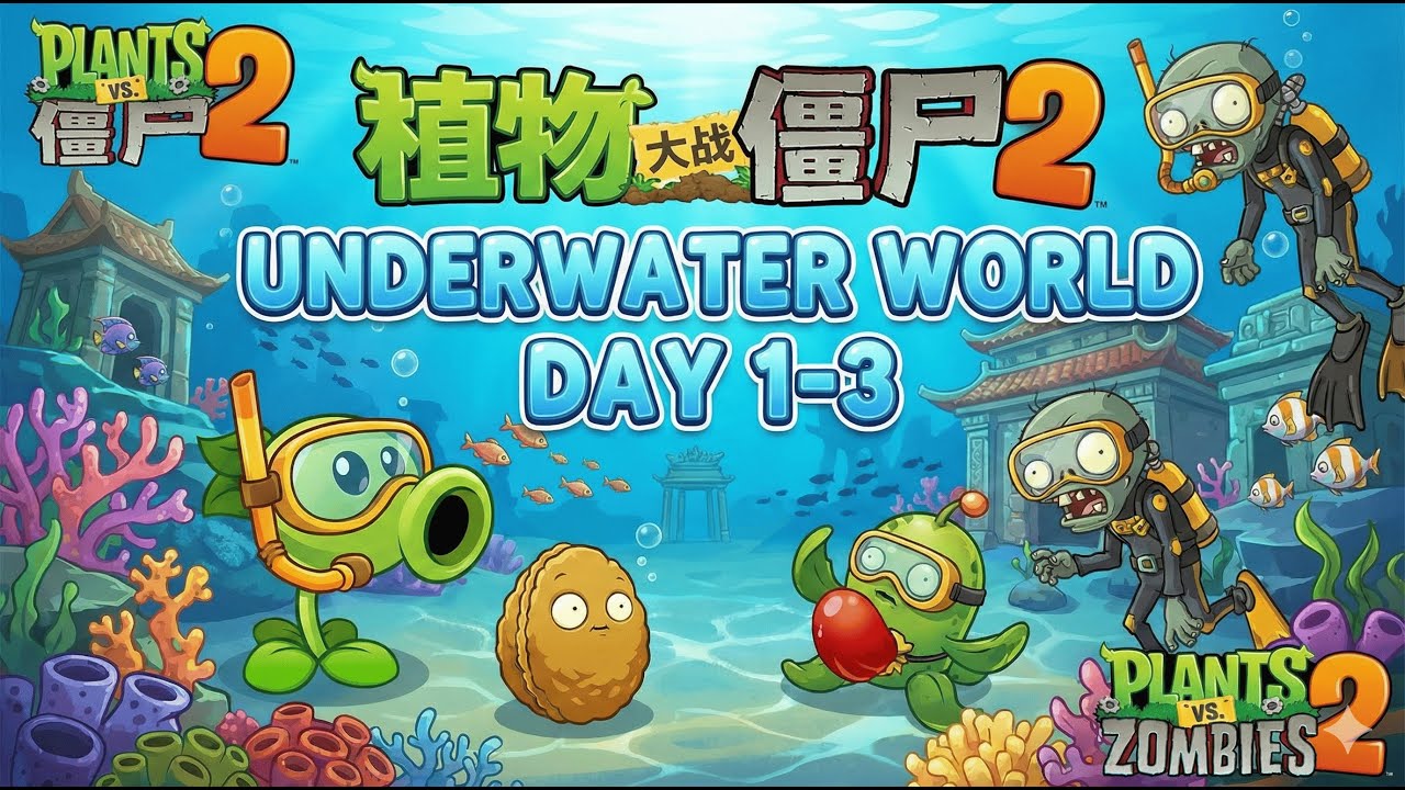 PvZ2 Chinese Version: Underwater World hard mode levels 1-3