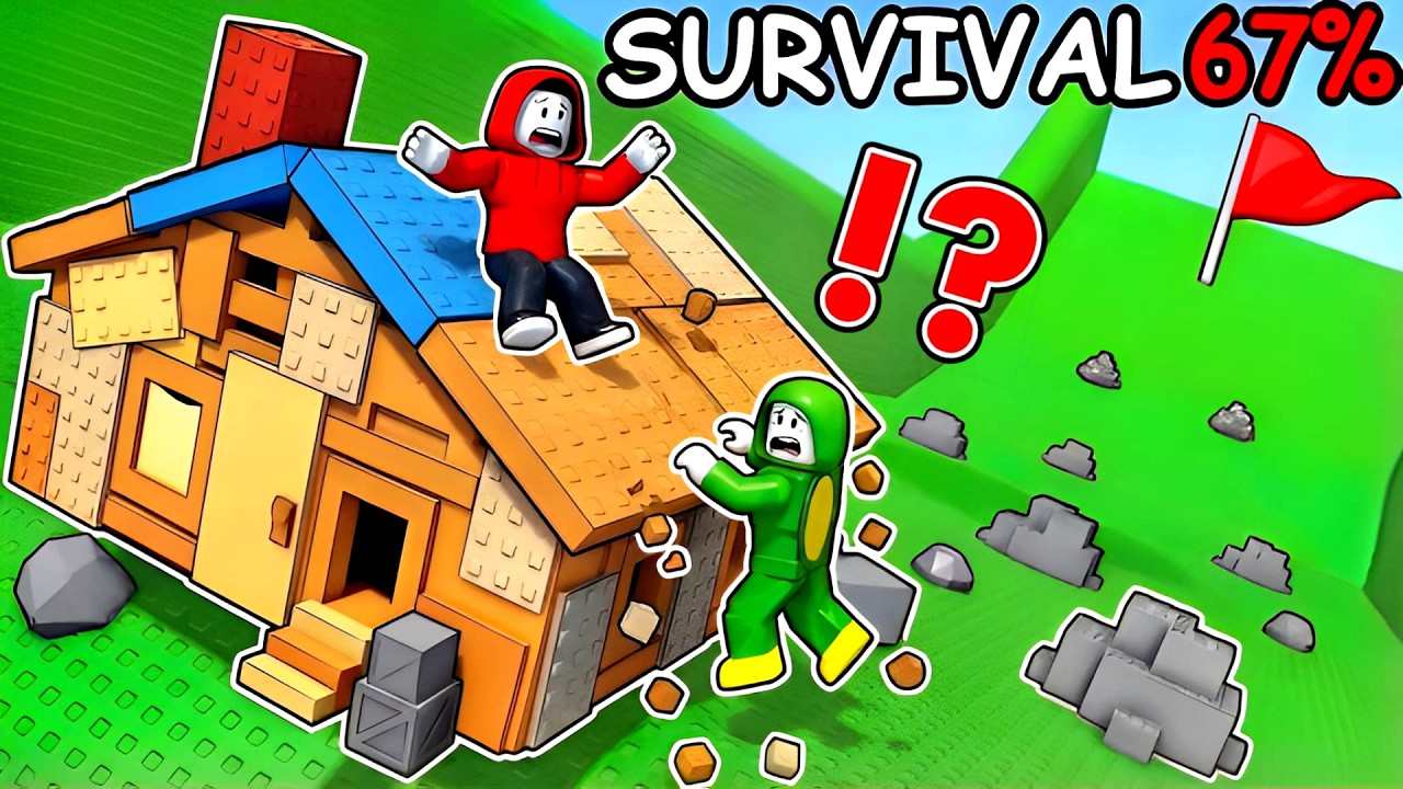 JJ and Mikey BUILDED a HOUSE and Rolled DOWNHILL in Roblox - Maizen