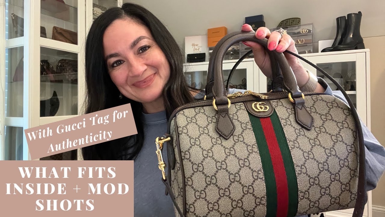GUCCI OPHIDIA SMALL TOP HANDLE BAG | WHAT FITS INSIDE + MOD SHOTS | GUCCI TAG FOR AUTHENTICITY