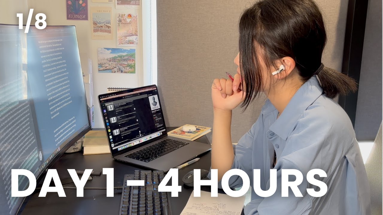 Day 1 | 8-Day Study Stamina Challenge 💪📚🔋 (4 Hours, real sound, 1h/10m)