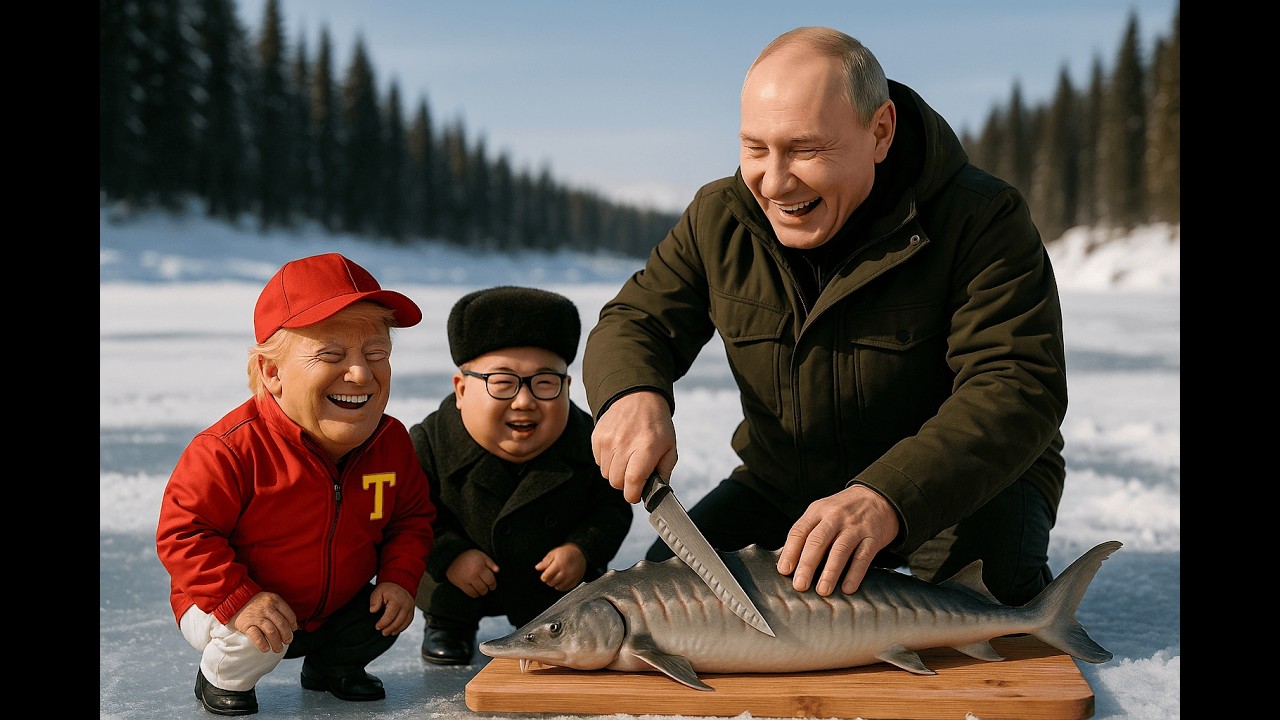ICE RIVER CHALLENGE: Putin Cooks the Ultimate Wild Feast for Mini Trump & Kim #trump #putin