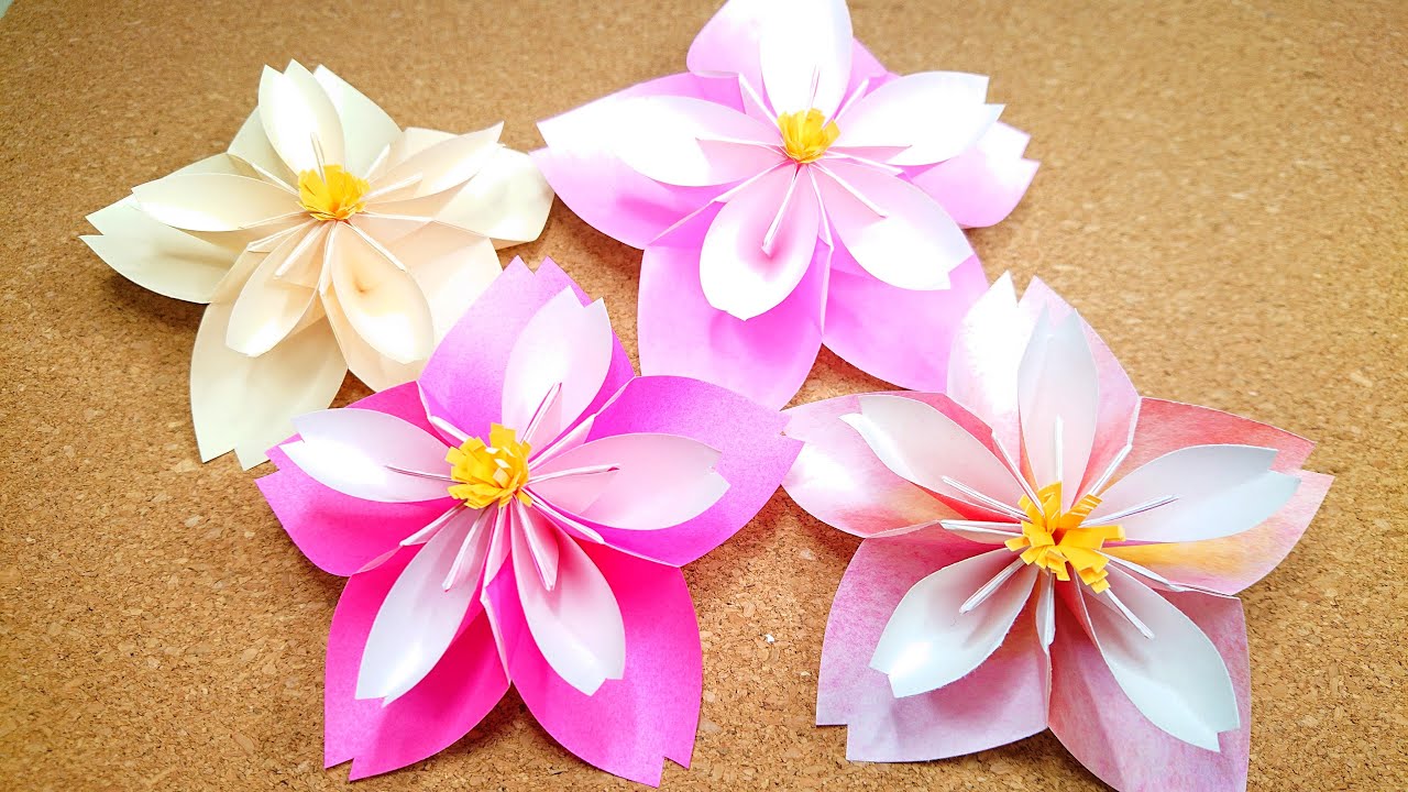 【折り紙】立体的なさくらの花の作り方  簡単！作って楽しい春の花／craft OKUYA【Origami】