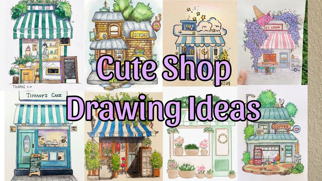 Cute Shop Drawing Ideas | Aesthetic Shop Drawing ideas |