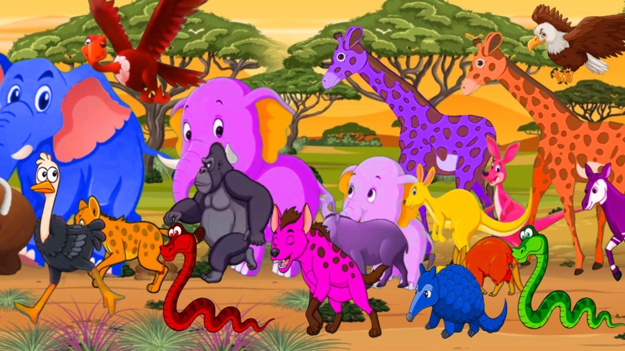 Safari Colorful Animal Names And Sounds| Animal Sounds Song For Kids| Baby Song For Children