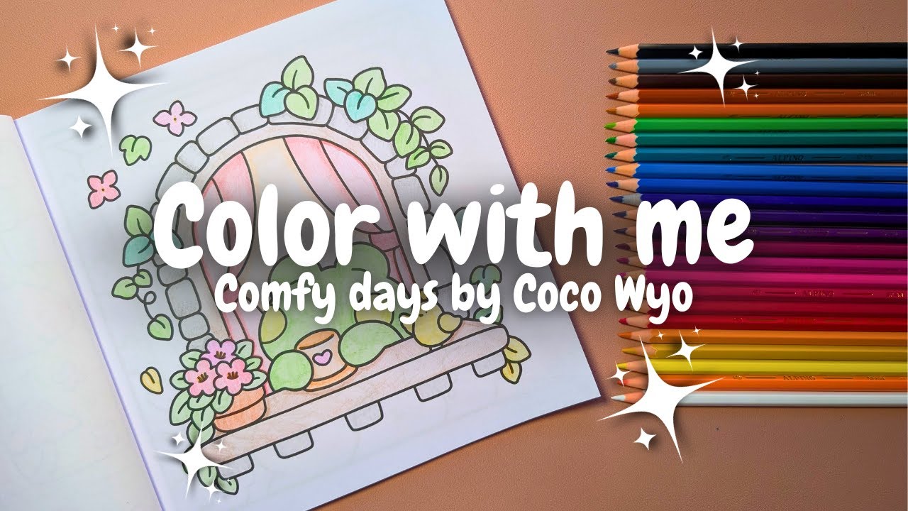 Color with me (ASMR) ⭐ 'Comfy days' by Coco Wyo using pencils 🌱✏️ #asmr #coloringbook #pencilsounds