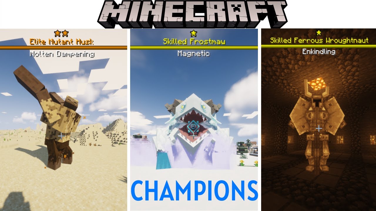 Minecraft: CHAMPIONS (СОВЕРШЕННО НОВЫЕ СЛУЧАЙНЫЕ СПОСОБНОСТИ ДЛЯ ЛЮБОГО МОБА, ВКЛЮЧАЯ МОДИРОВАННЫХ МОБОВ) Витрина модов