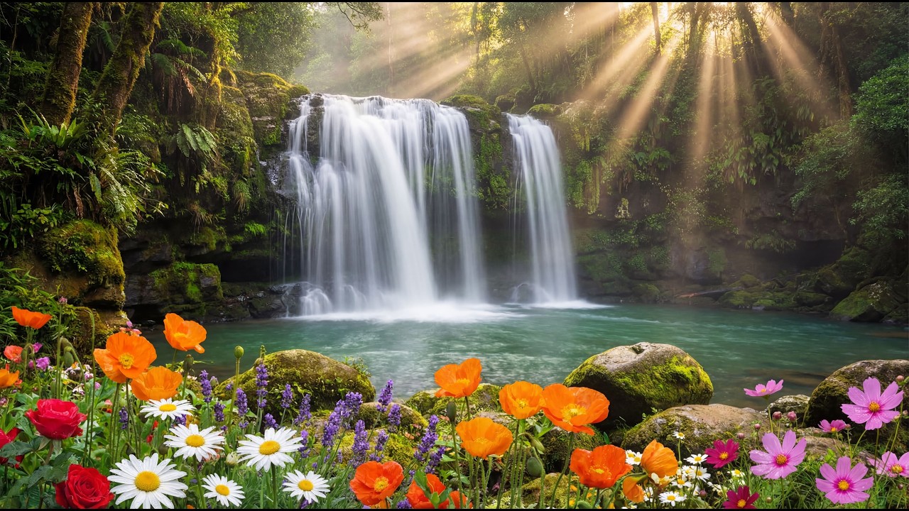 Relaxing Music with Waterfall & Bird Singing for Stress Relief | Healing Nature Sounds for Sleep